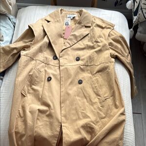 Moodie Tan Trench Coat Double-Breasted Classic